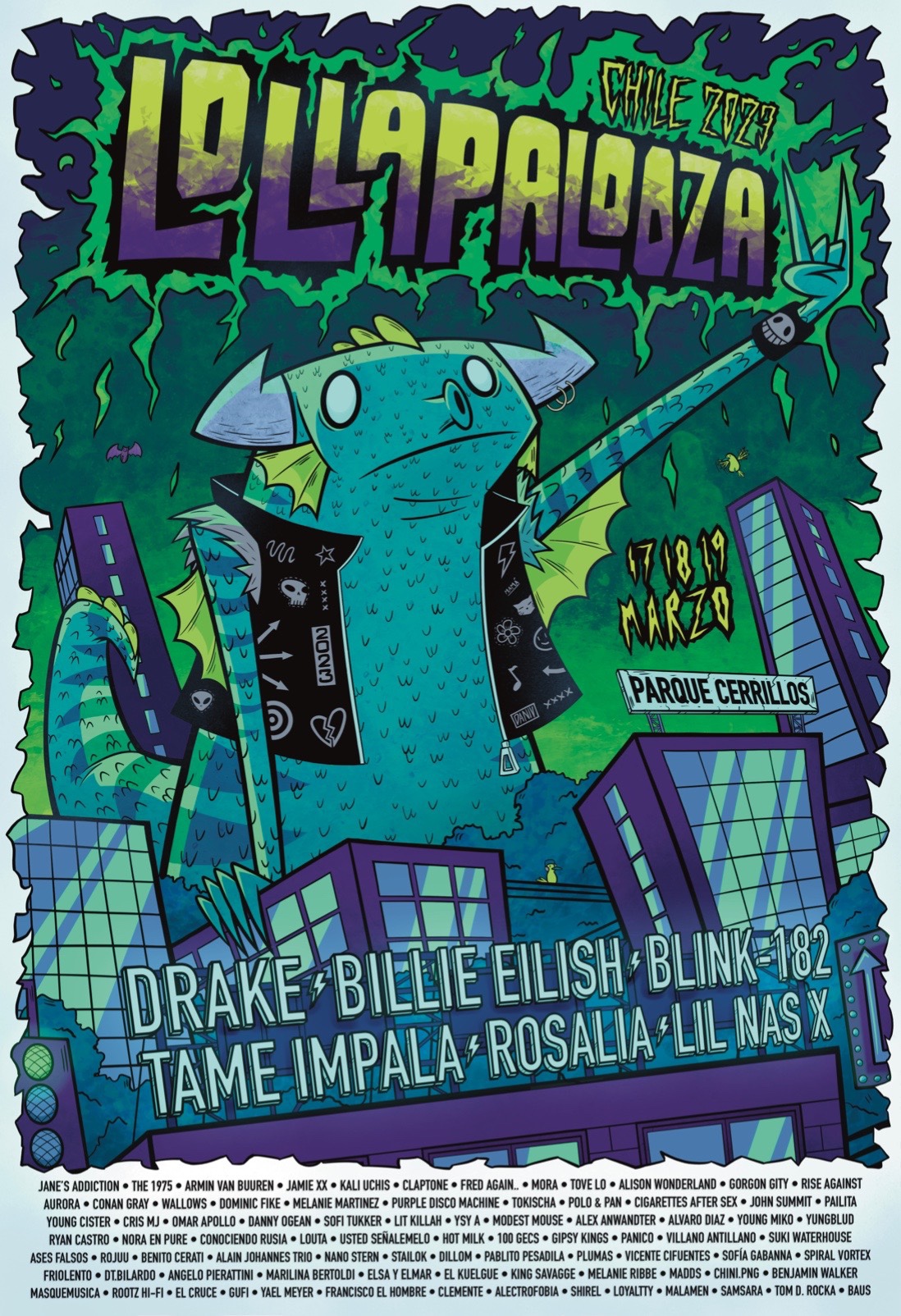 Poster seleccionado para el festival Lollapalooza Chile 2023